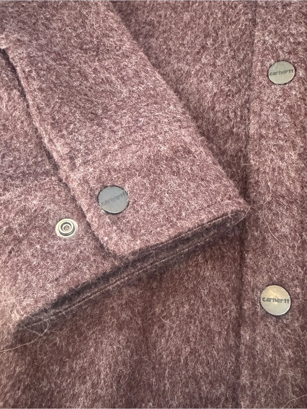 Carhartt Fleece Shirt Jacket Mens XL Loose Fit Snap Front Purple Plum Shacket
